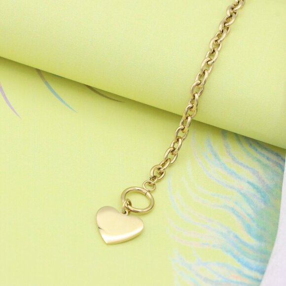 Yellow Gold Plated Heart Charm Bracelet, 18cm Adjustable Chain, XPBL0603 - Picture 6 of 12
